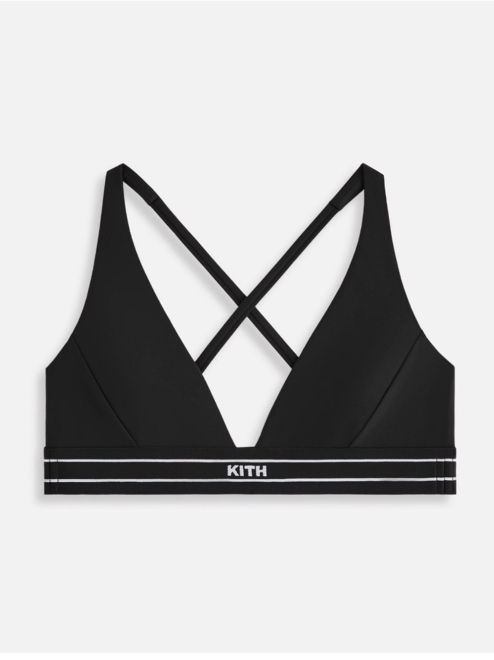 Kith Black Cross-Back Sports Bralette with Logo Band, XS